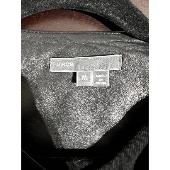 VINCE Leather Moto Jacket M | Mixed Media Magic | Soft Power - Picture 11 of 13